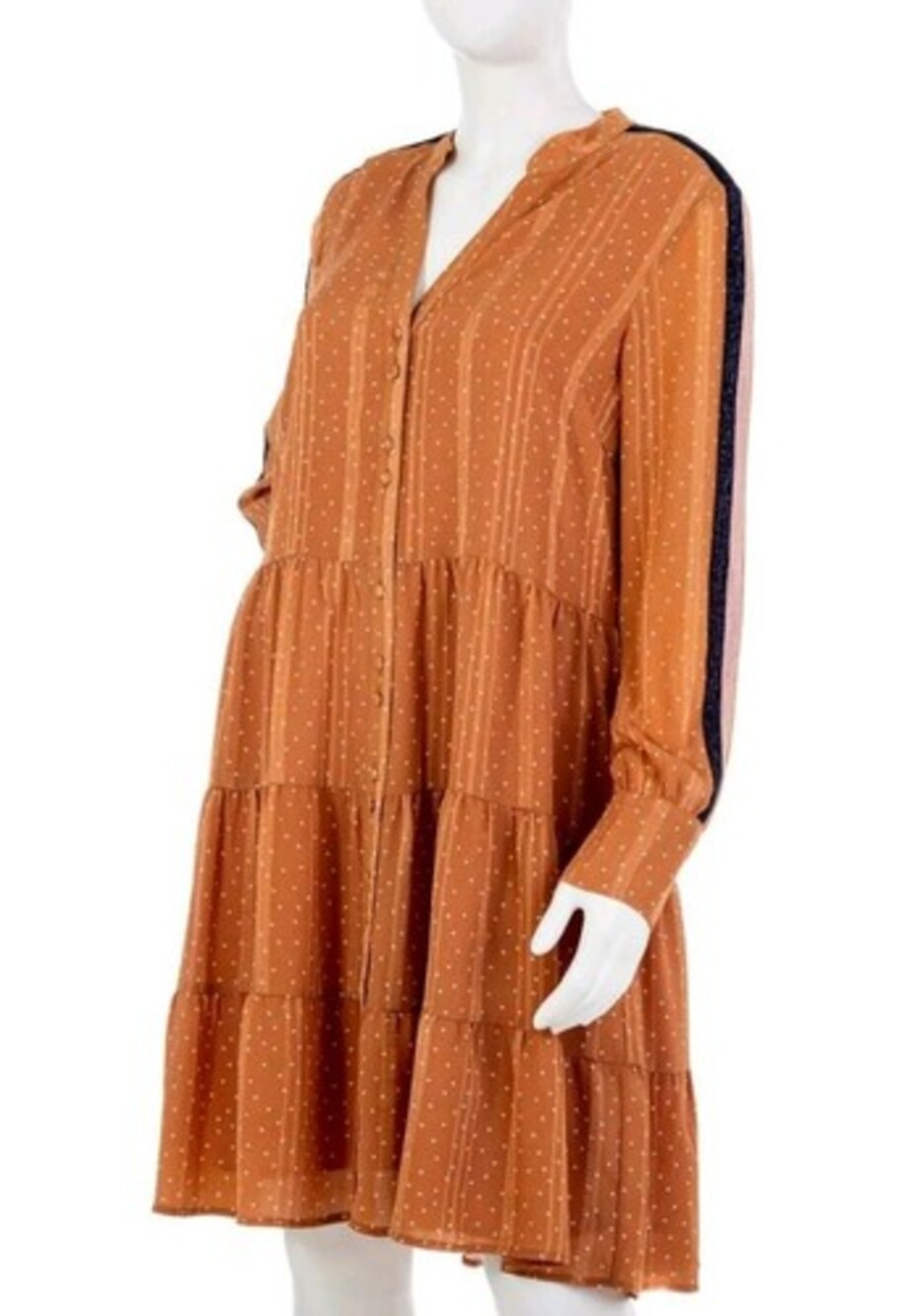 NWT $175 YAS Nilora Tiered Texture Dress PEACH polka dot pheasant size XL